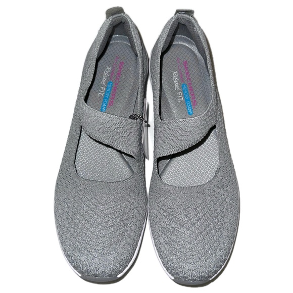 Skechers Up-Lifted Vegan Relaxed Fit Memory Foam Mary Jane Gray Slip-On Shoes - Picture 14 of 14